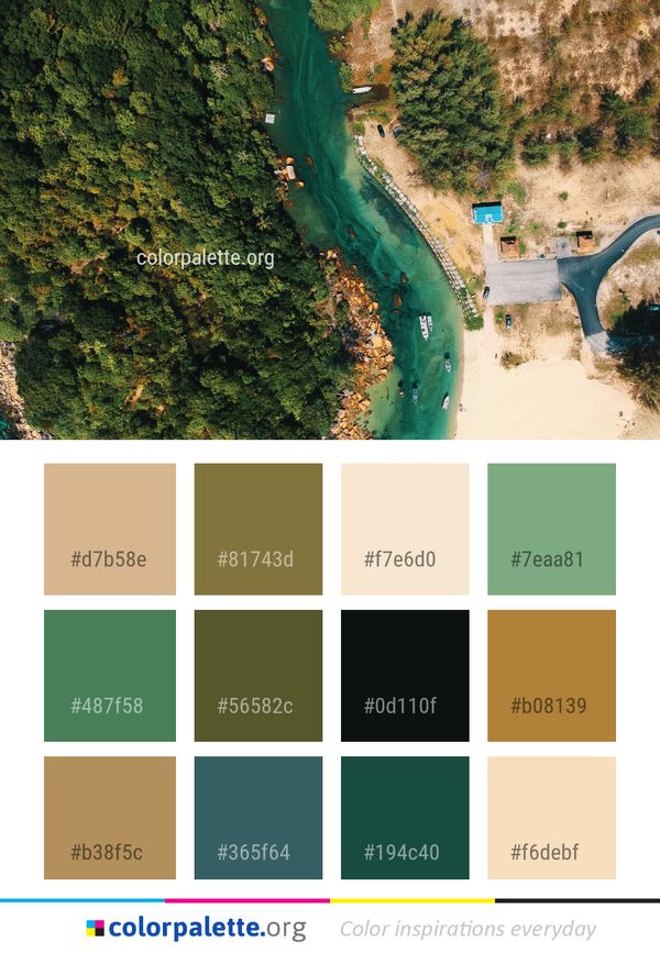 Green Aerial Photography Water Color Palette