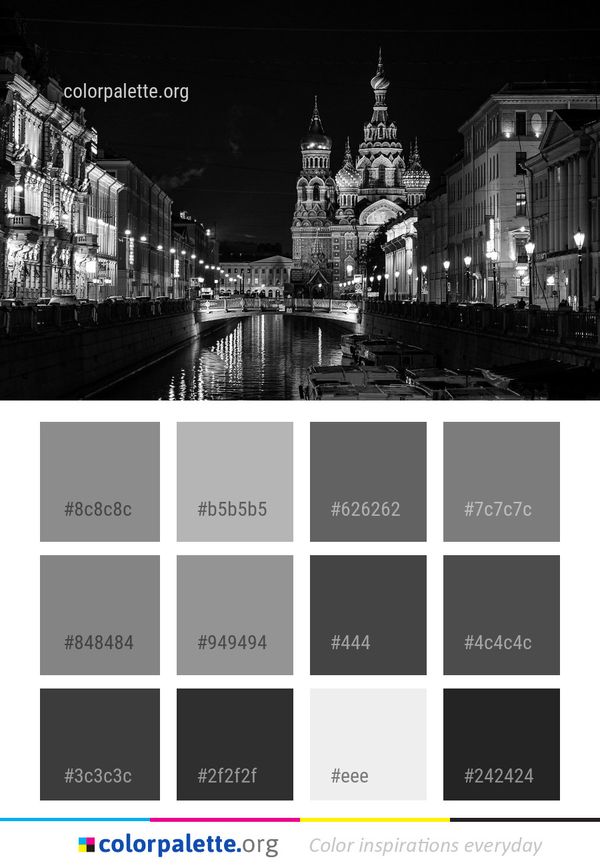 Night Landmark Black And White Color Palette