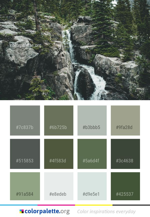 Nature Reserve Waterfall Water Color Palette