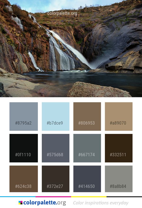 Waterfall Water Body Of Color Palette