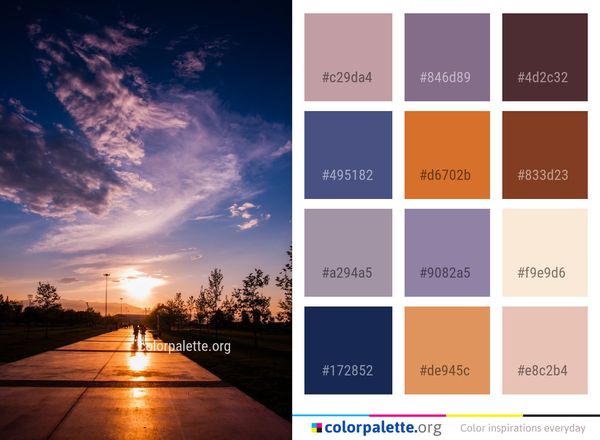 Sky Cloud Afterglow Color Palette