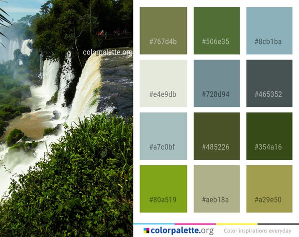 Waterfall Water Nature Color Palette