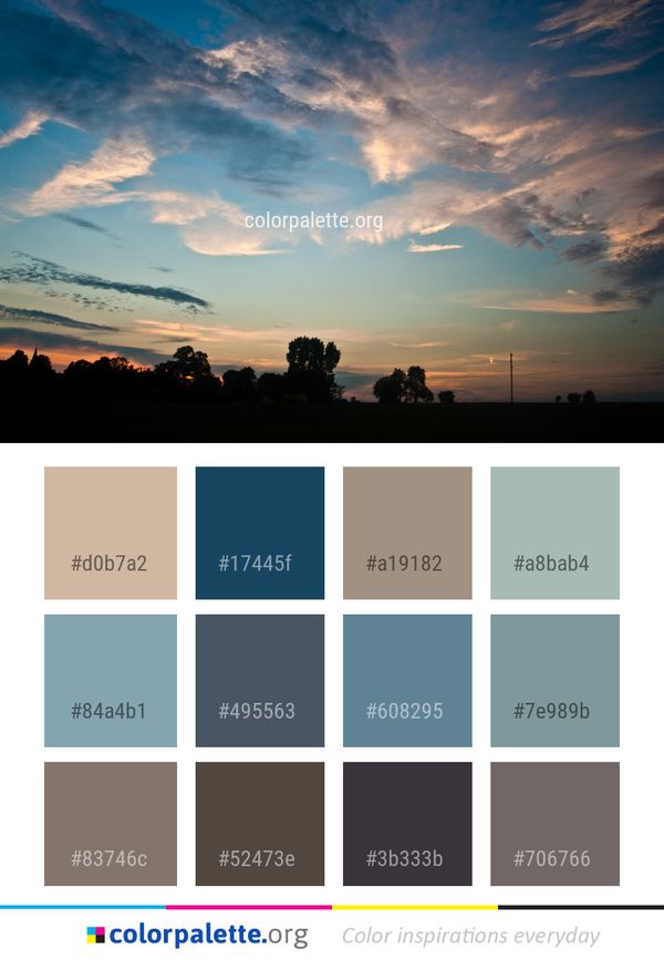 Sky Cloud Afterglow Color Palette