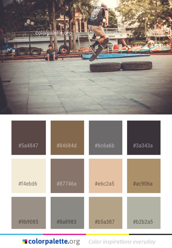 Urban Area Skateboarder Photography Color Palette