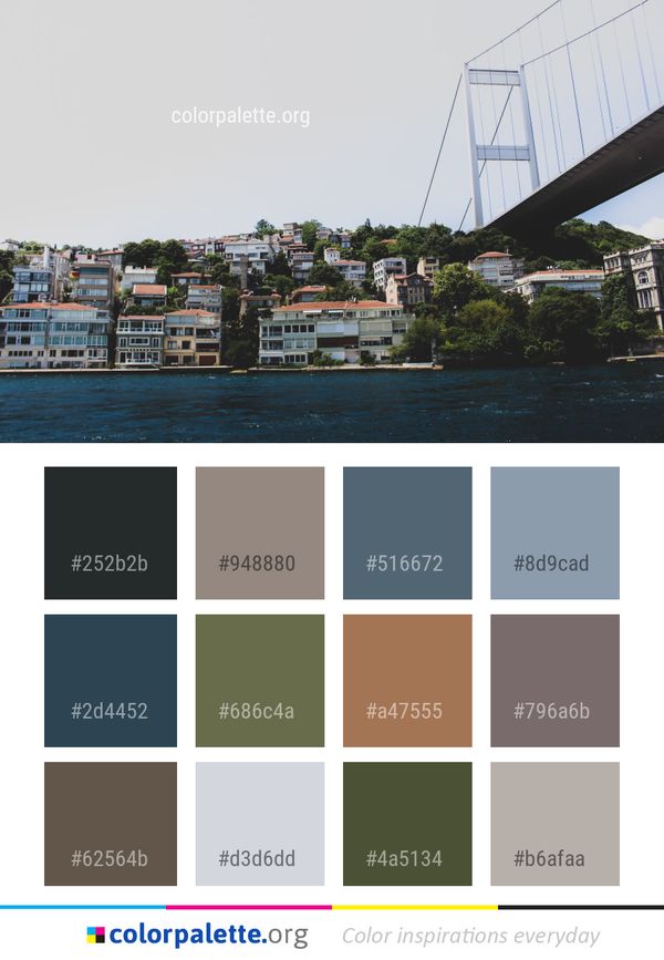 Waterway Bridge Water Color Palette