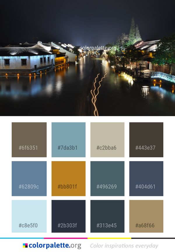 Reflection Night Body Of Water Color Palette