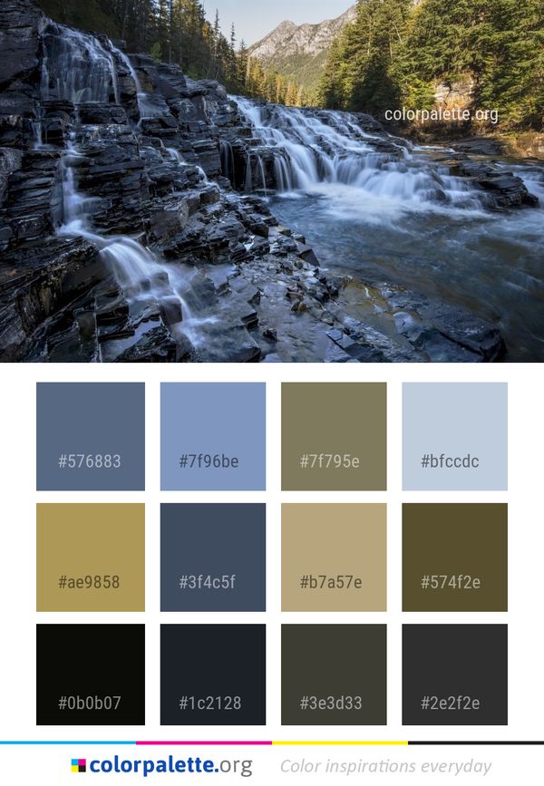 Waterfall Water Nature Color Palette