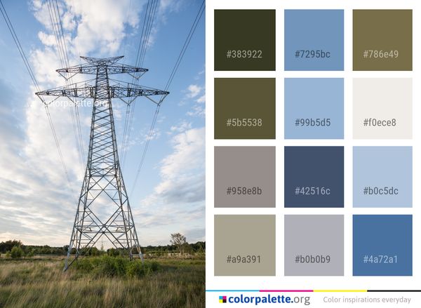 Transmission Tower Overhead Power Line Sky Color Palette