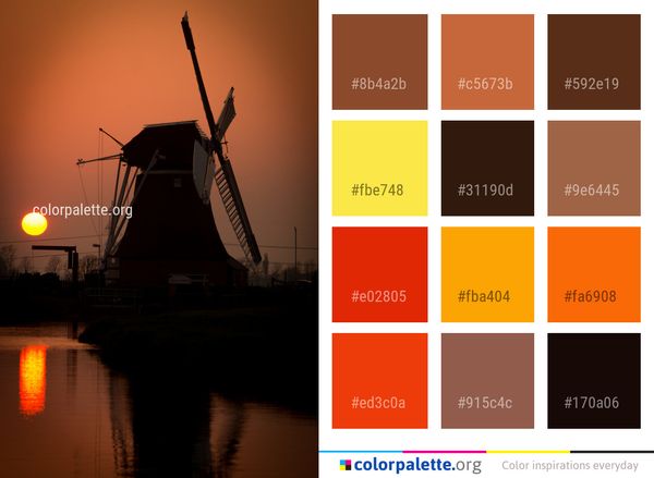 Reflection Windmill Water Color Palette