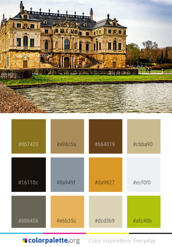 Stately Home Reflection Water Color Palette