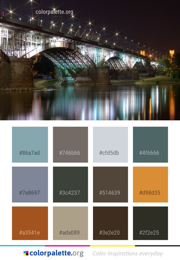 Reflection Bridge Night Color Palette
