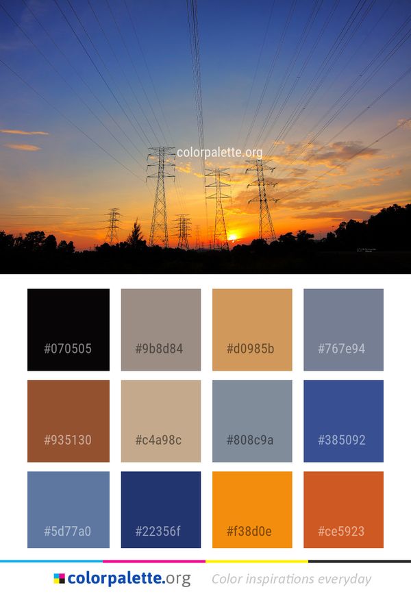 Sky Overhead Power Line Afterglow Color Palette