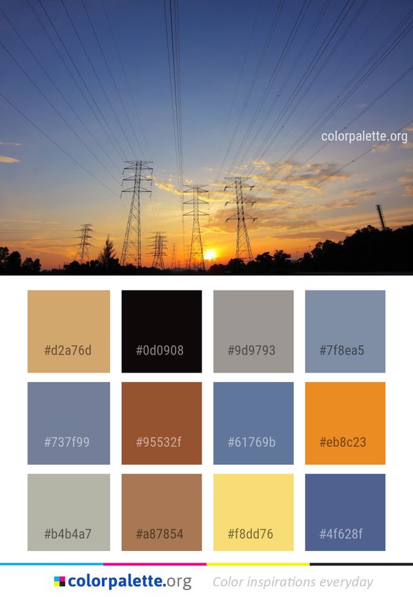 Sky Transmission Tower Overhead Power Line Color Palette