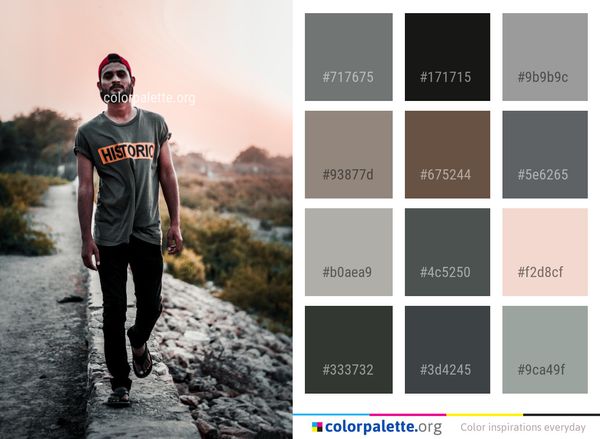 Man T Shirt Standing Color Palette