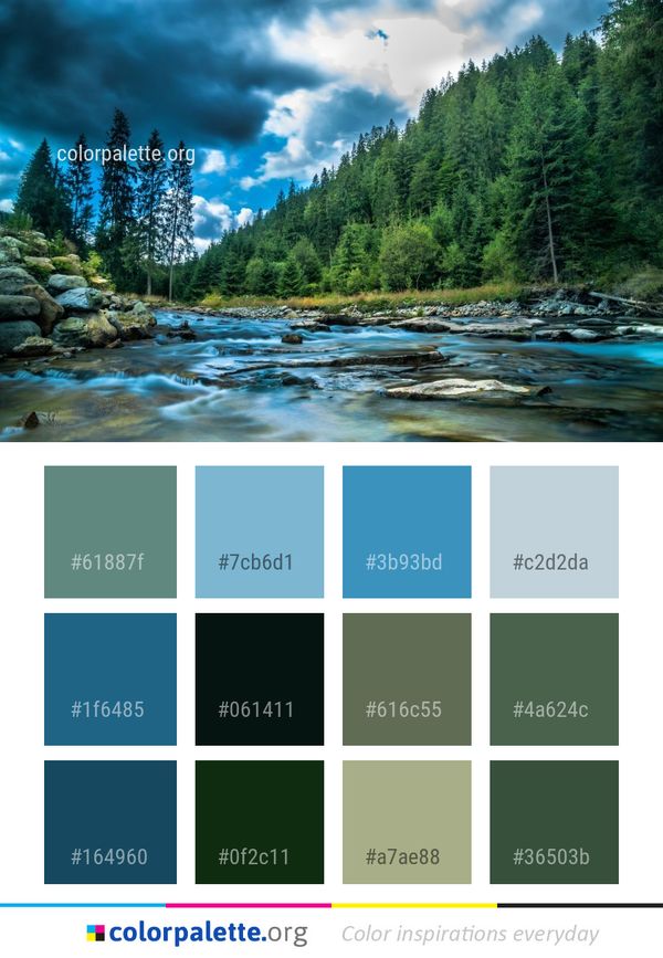 River Nature Water Color Palette