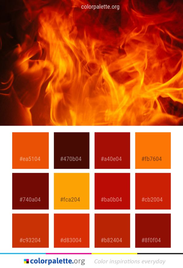 Flame Fire Orange Color Palette