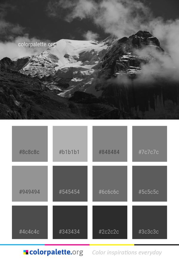 Mountainous Landforms Black And White Mountain Color Palette