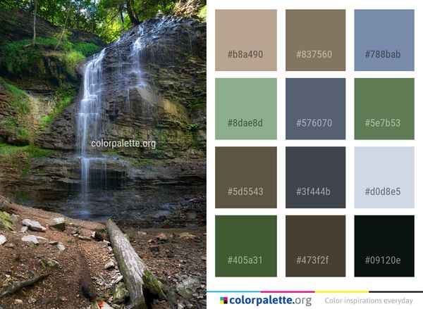 Waterfall Water Nature Color Palette