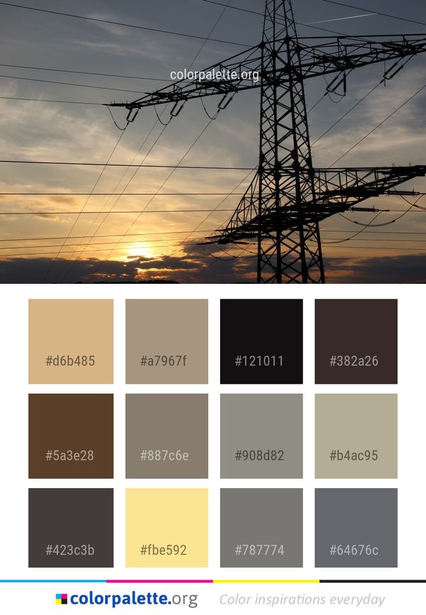 Sky Electricity Overhead Power Line Color Palette