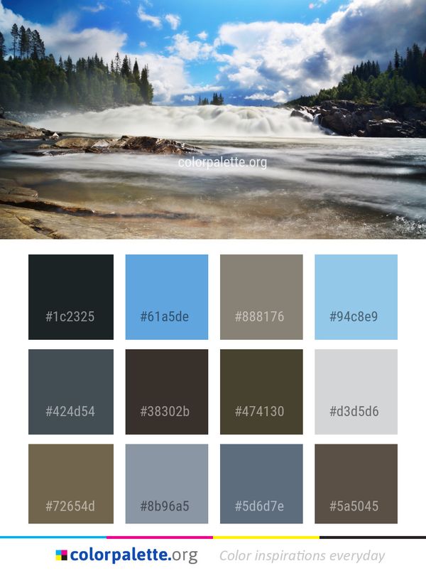 Nature Waterfall Body Of Water Color Palette