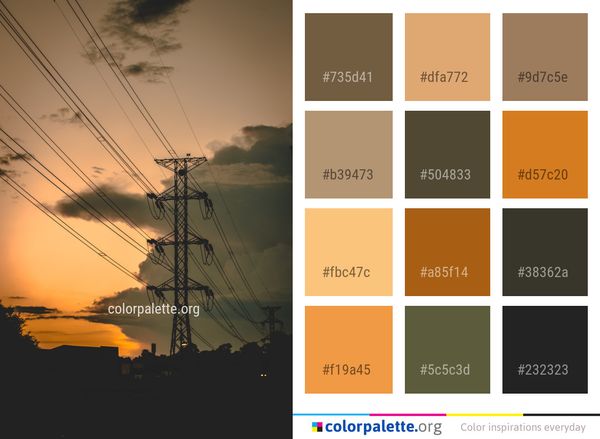 Sky Electricity Transmission Tower Color Palette