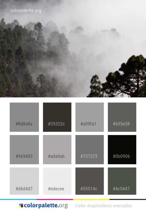 Mist Vegetation Mountainous Landforms Color Palette