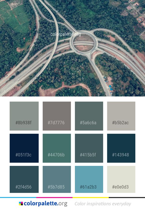 Aerial Photography Road Urban Area Color Palette