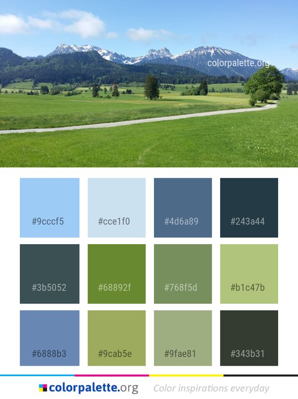 Grassland Mountainous Landforms Mount Scenery Color Palette