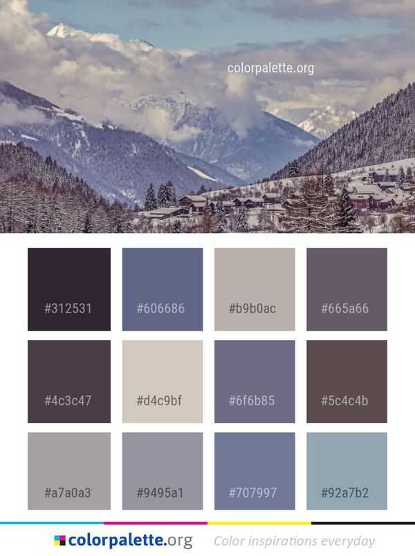 Mountainous Landforms Sky Winter Color Palette