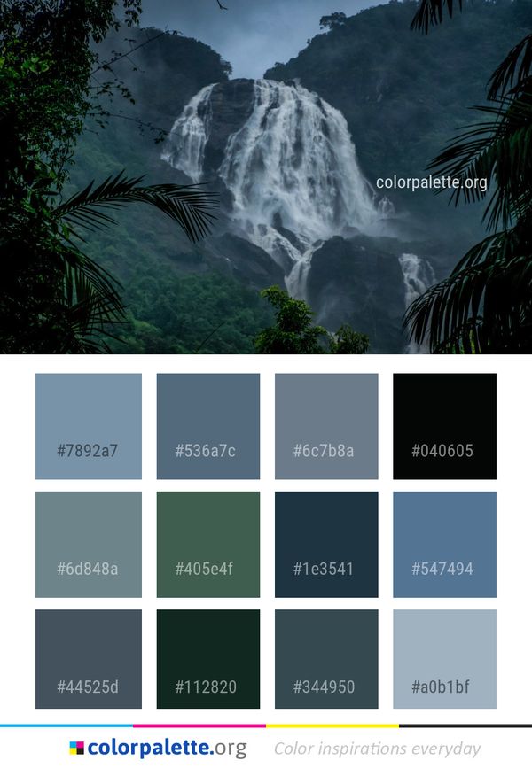 Nature Vegetation Waterfall Color Palette