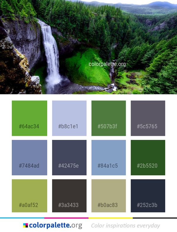 Nature Waterfall Vegetation Color Palette