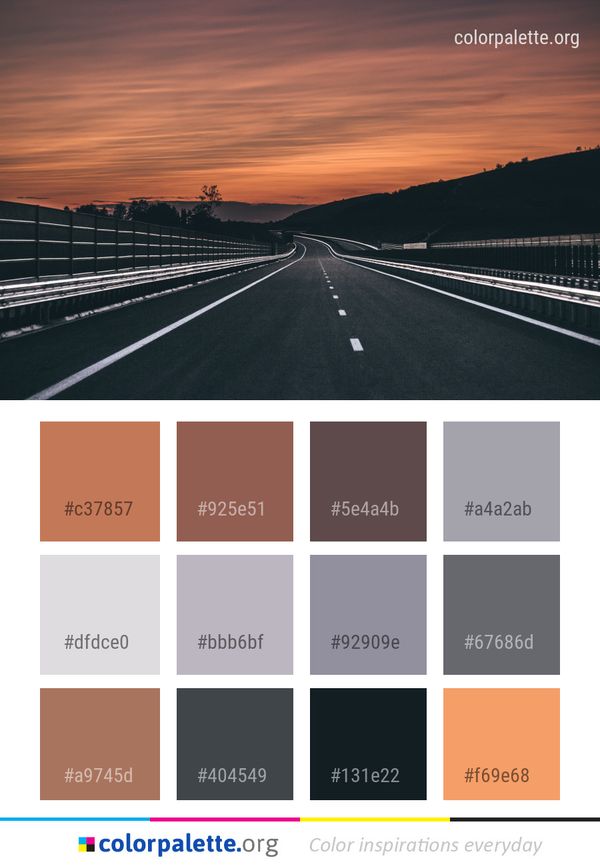 Road Highway Sky Color Palette