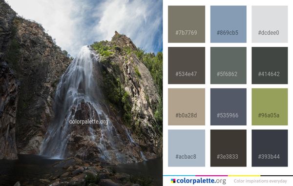 Waterfall Nature Water Color Palette