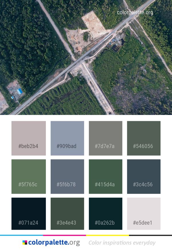 Aerial Photography Bird's Eye View Suburb Color Palette