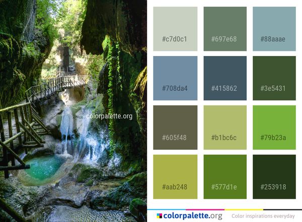 Waterfall Nature Water Color Palette