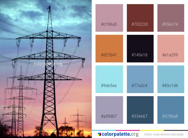 Transmission Tower Overhead Power Line Sky Color Palette