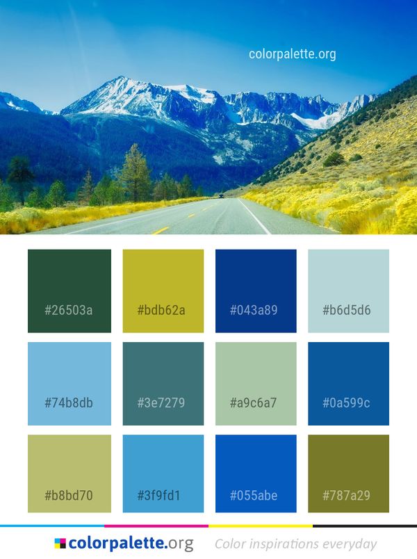 Road Mountainous Landforms Nature Color Palette
