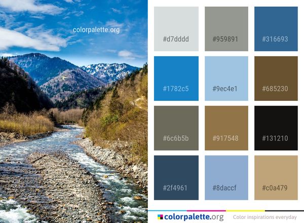 Mountainous Landforms Nature Water Color Palette