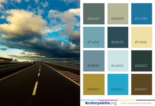 Road Sky Highway Color Palette