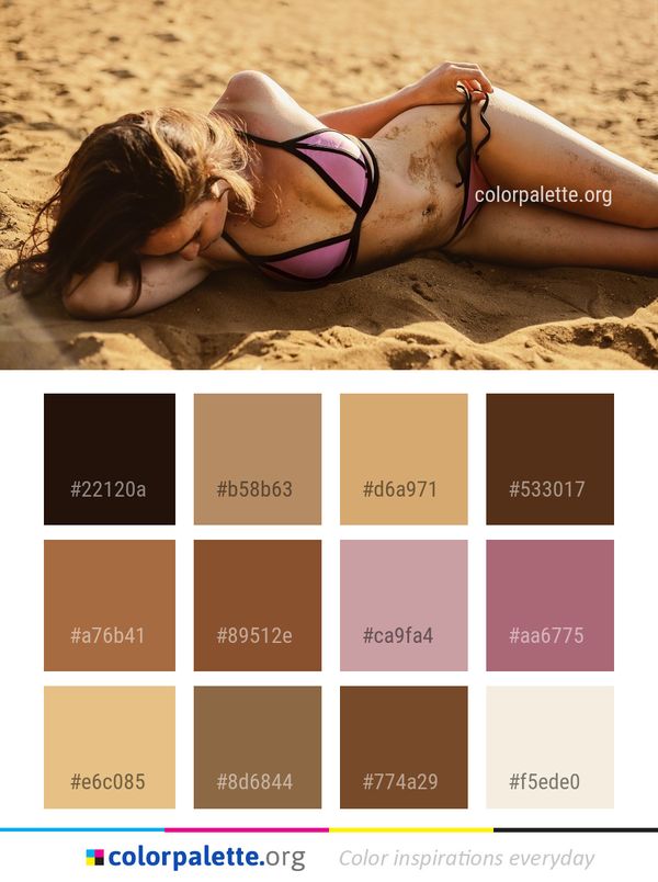 Sun Tanning Swimwear Girl Color Palette