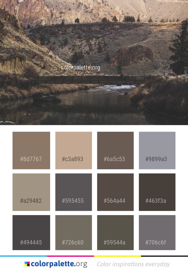 Wilderness Mountainous Landforms Reflection Color Palette