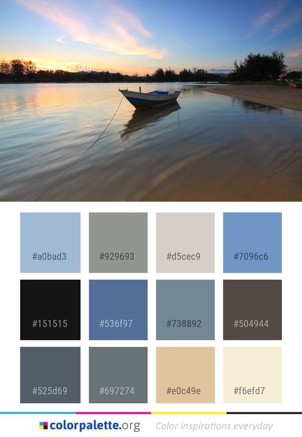 Sky Reflection Waterway Color Palette