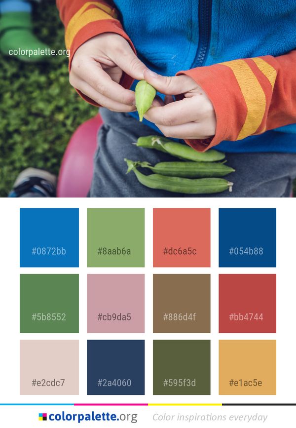 Green Hand Finger Color Palette
