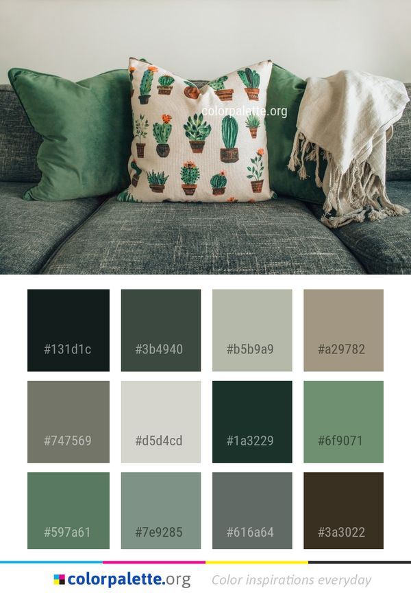 Green Throw Pillow Color Palette