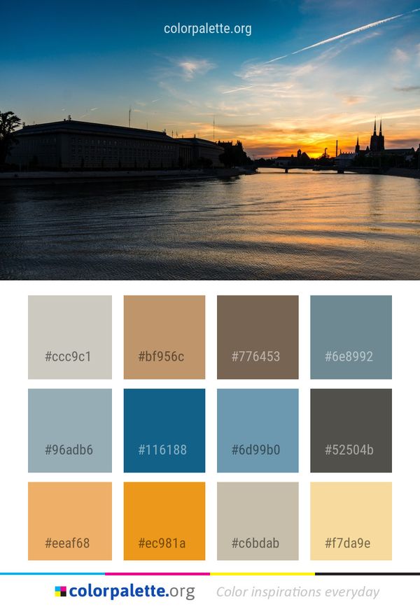 Sky Waterway Sunset Color Palette