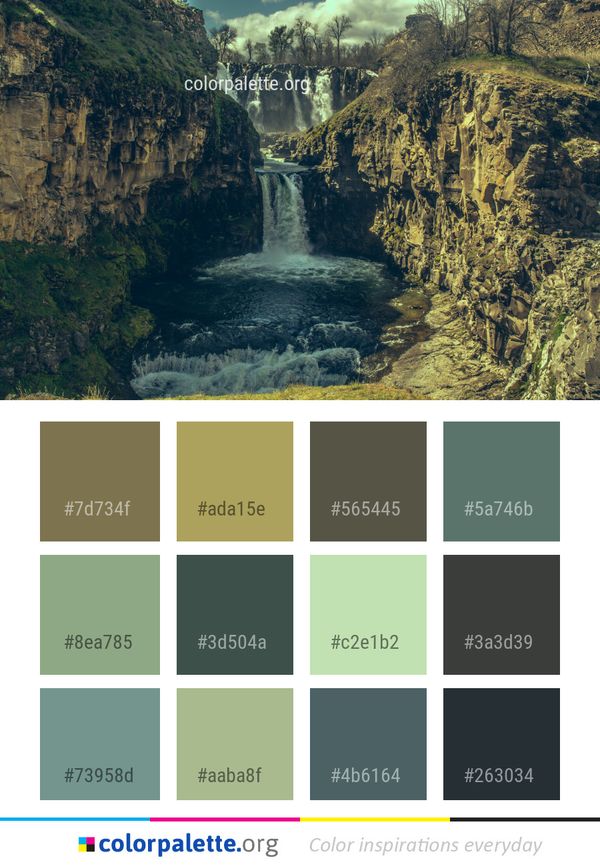 Nature Waterfall Body Of Water Color Palette