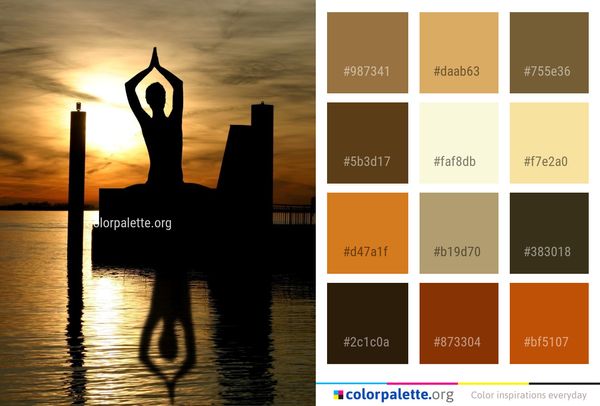 Silhouette Water Sunrise Color Palette