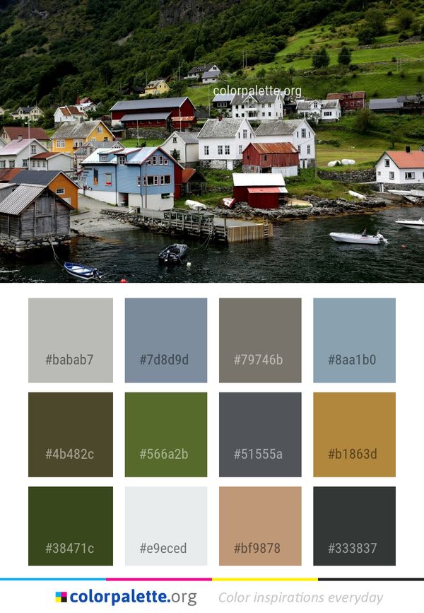 Water Mountain Village Fjord Color Palette