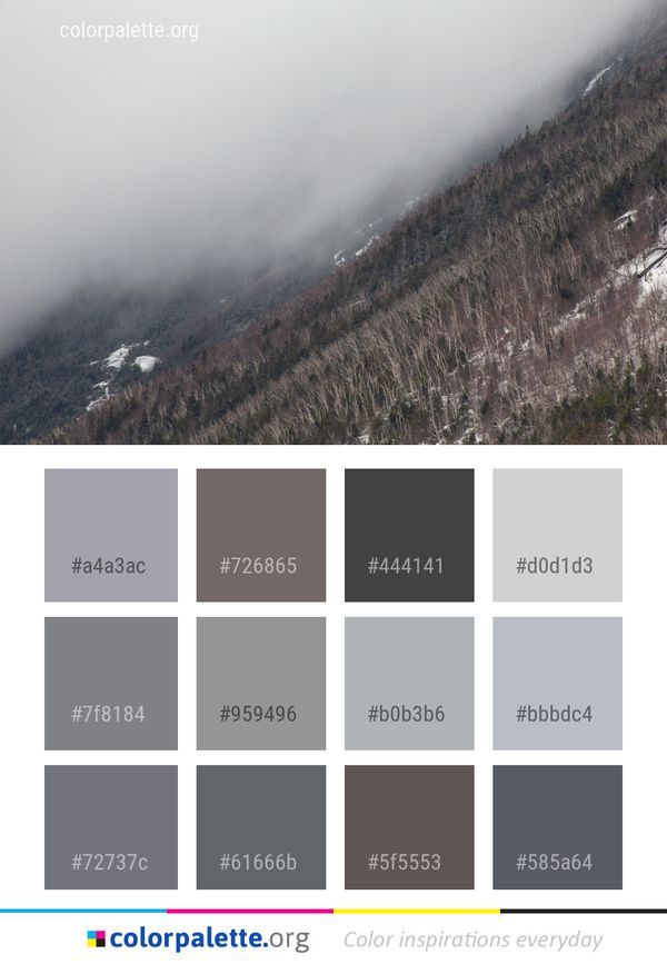 Mountainous Landforms Fog Mountain Color Palette