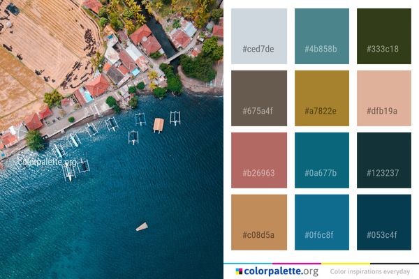 Waterway Aerial Photography Water Color Palette